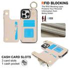 For iPhone 16 Pro Max RFlD Anti-theft Double Buckle Ring Zipper Card Phone Case(White) - 3