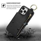 For iPhone 16 Pro Max RFlD Anti-theft Double Buckle Ring Zipper Card Phone Case(Black) - 2