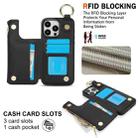 For iPhone 16 Pro Max RFlD Anti-theft Double Buckle Ring Zipper Card Phone Case(Black) - 3