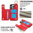 For iPhone 16 Pro Max RFlD Anti-theft Double Buckle Ring Zipper Card Phone Case(Red) - 3