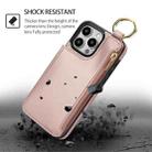 For iPhone 16 Pro Max RFlD Anti-theft Double Buckle Ring Zipper Card Phone Case(Rose Gold) - 2