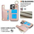 For iPhone 16 Pro Max RFlD Anti-theft Double Buckle Ring Zipper Card Phone Case(Rose Gold) - 3