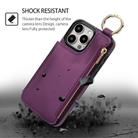 For iPhone 16 Pro Max RFlD Anti-theft Double Buckle Ring Zipper Card Phone Case(Dark Purple) - 2