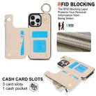 For iPhone 16 Pro RFlD Anti-theft Double Buckle Ring Zipper Card Phone Case(White) - 3