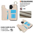 For iPhone 16 Plus RFlD Anti-theft Double Buckle Ring Zipper Card Phone Case(White) - 3