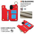 For iPhone 16 Plus RFlD Anti-theft Double Buckle Ring Zipper Card Phone Case(Red) - 3