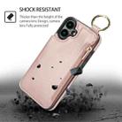 For iPhone 16 Plus RFlD Anti-theft Double Buckle Ring Zipper Card Phone Case(Rose Gold) - 2