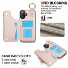 For iPhone 16 Plus RFlD Anti-theft Double Buckle Ring Zipper Card Phone Case(Rose Gold) - 3