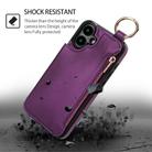 For iPhone 16 Plus RFlD Anti-theft Double Buckle Ring Zipper Card Phone Case(Dark Purple) - 2