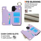 For iPhone 16 Plus RFlD Anti-theft Double Buckle Ring Zipper Card Phone Case(Purple) - 3