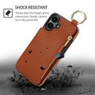 For iPhone 16 Plus RFlD Anti-theft Double Buckle Ring Zipper Card Phone Case(Brown) - 2