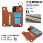 For iPhone 16 Plus RFlD Anti-theft Double Buckle Ring Zipper Card Phone Case(Brown) - 3