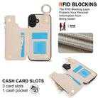 For iPhone 16 RFlD Anti-theft Double Buckle Ring Zipper Card Phone Case(White) - 3