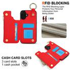 For iPhone 16 RFlD Anti-theft Double Buckle Ring Zipper Card Phone Case(Red) - 3