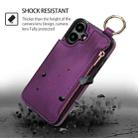 For iPhone 16 RFlD Anti-theft Double Buckle Ring Zipper Card Phone Case(Dark Purple) - 2