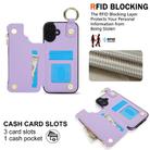 For iPhone 16 RFlD Anti-theft Double Buckle Ring Zipper Card Phone Case(Purple) - 3