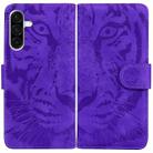 For Samsung Galaxy A36 5G / A56 5G Tiger Embossing Pattern Flip Leather Phone Case(Purple) - 1