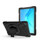 For Huawei MediaPad M5 10.8 Shockproof Colorful Silicone + PC Protective Case with Holder & Hand Grip Strap(Black) - 1