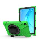 For Huawei MediaPad M5 10.8 Shockproof Colorful Silicone + PC Protective Case with Holder & Hand Grip Strap(Green) - 1