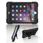 For iPad Mini 3 & 2 & 1 Shockproof Colorful Silicone + PC Protective Case with Holder & Hand Grip Strap(Black) - 1