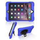 For iPad Mini 3 & 2 & 1 Shockproof Colorful Silicone + PC Protective Case with Holder & Hand Grip Strap(Blue) - 1