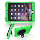 For iPad Mini 3 & 2 & 1 Shockproof Colorful Silicone + PC Protective Case with Holder & Hand Grip Strap(Green) - 1