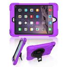 For iPad Mini 3 & 2 & 1 Shockproof Colorful Silicone + PC Protective Case with Holder & Hand Grip Strap(Purple) - 1