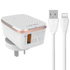 LDNIO A1204Q QC3.0 18W USB Fast Charger with 1m USB to 8 Pin Cable, Plug Type:US Plug(White Gold) - 1