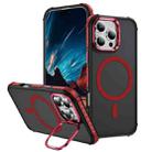 For iPhone 16 Pro Max Rainbow Series Skin Feel MagSafe Lens Holder Phone Case(Red) - 1