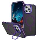 For iPhone 16 Pro Max Rainbow Series Skin Feel MagSafe Lens Holder Phone Case(Dark Purple) - 1