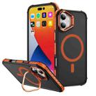 For iPhone 16 Plus Rainbow Series Skin Feel MagSafe Lens Holder Phone Case(Orange) - 1