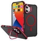 For iPhone 16 Plus Rainbow Series Skin Feel MagSafe Lens Holder Phone Case(Red) - 1