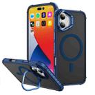 For iPhone 16 Plus Rainbow Series Skin Feel MagSafe Lens Holder Phone Case(Blue) - 1