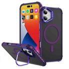 For iPhone 16 Plus Rainbow Series Skin Feel MagSafe Lens Holder Phone Case(Dark Purple) - 1