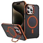 For iPhone 15 Pro Rainbow Series Skin Feel MagSafe Lens Holder Phone Case(Orange) - 1