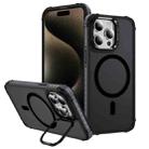 For iPhone 15 Pro Rainbow Series Skin Feel MagSafe Lens Holder Phone Case(Black) - 1