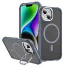 For iPhone 15 Plus Rainbow Series Skin Feel MagSafe Lens Holder Phone Case(Grey) - 1