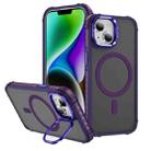 For iPhone 15 Plus Rainbow Series Skin Feel MagSafe Lens Holder Phone Case(Dark Purple) - 1