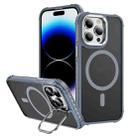 For iPhone 14 Pro Rainbow Series Skin Feel MagSafe Lens Holder Phone Case(Grey) - 1