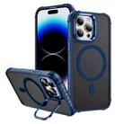 For iPhone 14 Pro Max Rainbow Series Skin Feel MagSafe Lens Holder Phone Case(Blue) - 1