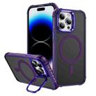 For iPhone 14 Pro Max Rainbow Series Skin Feel MagSafe Lens Holder Phone Case(Dark Purple) - 1