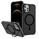 For iPhone 12 Pro Max Rainbow Series Skin Feel MagSafe Lens Holder Phone Case(Black) - 1