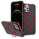 For iPhone 12 Pro Rainbow Series Skin Feel MagSafe Lens Holder Phone Case(Red) - 1