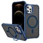 For iPhone 12 Pro Rainbow Series Skin Feel MagSafe Lens Holder Phone Case(Blue) - 1