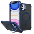 For iPhone 11 Rainbow Series Skin Feel MagSafe Lens Holder Phone Case(Blue) - 1