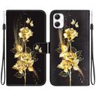 For Samsung Galaxy A06 4G Crystal Texture Colored Drawing Leather Phone Case(Gold Butterfly Rose) - 1