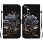 For Samsung Galaxy A36 5G / A56 5G Crystal Texture Colored Drawing Leather Phone Case(Black Rose) - 1