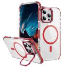 For iPhone 16 Pro Max Rainbow Series Transparent MagSafe Lens Holder Phone Case(Red) - 1