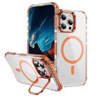 For iPhone 16 Pro Rainbow Series Transparent MagSafe Lens Holder Phone Case(Orange) - 1