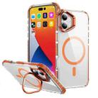 For iPhone 16 Plus Rainbow Series Transparent MagSafe Lens Holder Phone Case(Orange) - 1